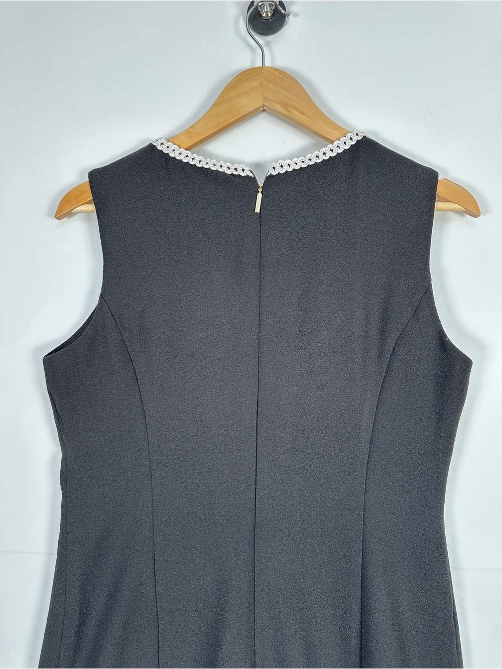Karl Lagerfeld Black Dress Sleeveless Midi Contrast Trim Work Office Size M - Picture 5 of 8